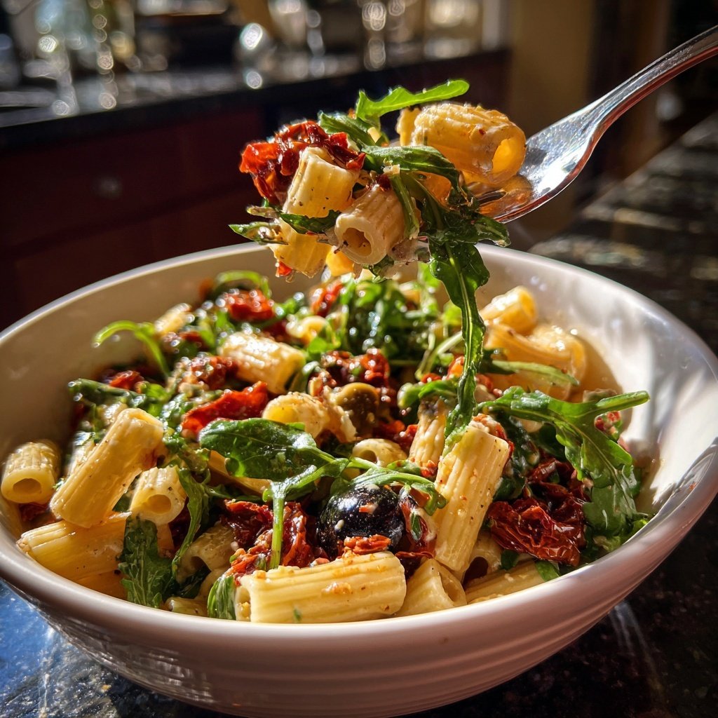 Mediterraner Nudelsalat Mit Rucola