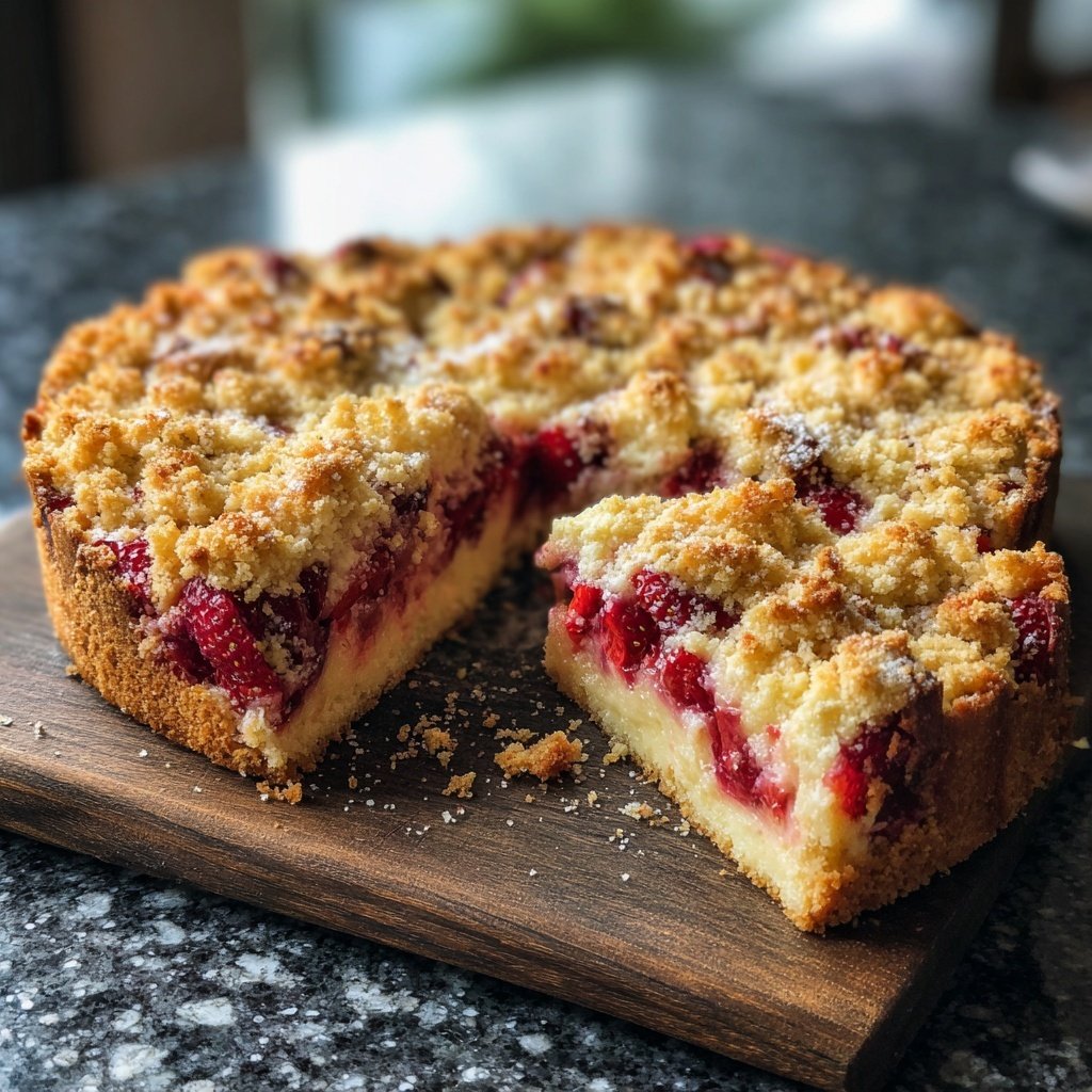 Erdbeer Streuselkuchen Mit Mandeln