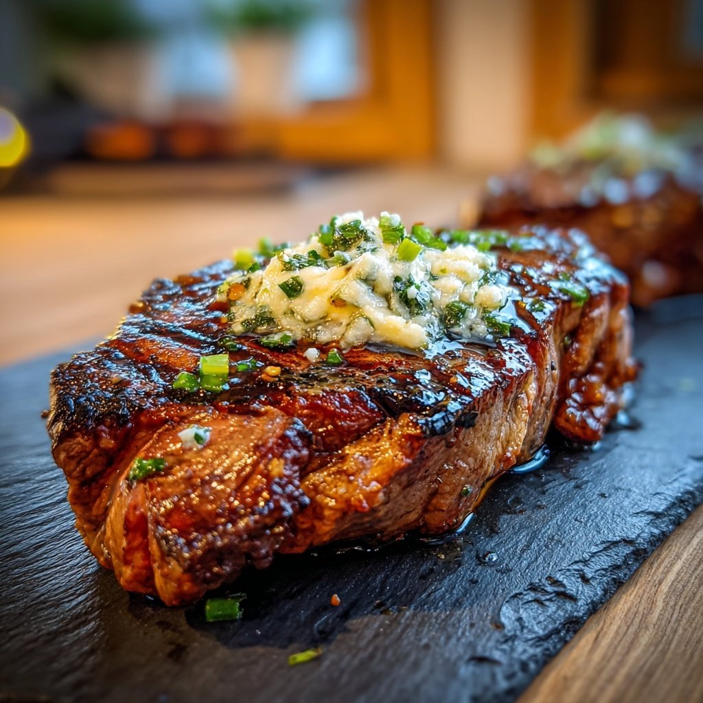 Gegrilltes Rindersteak Mit Knoblauch Kräuter Butter