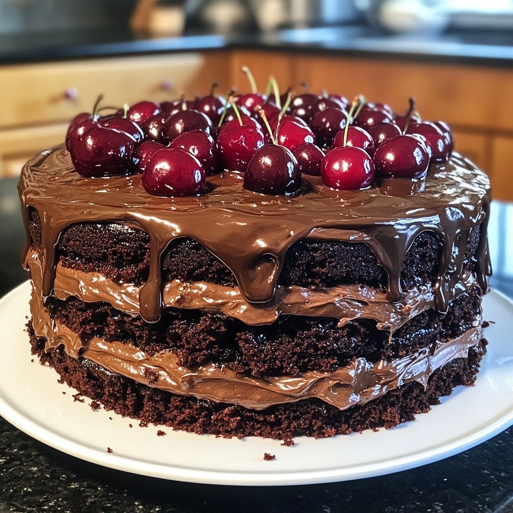 Weihnachts-Schokoladen-Kirschkuchen